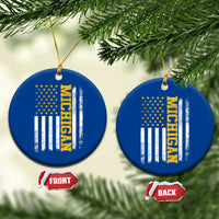 Michigan Pride Ceramic Ornament Vintage American Flag Distressed Varsity Aesthetic Letters MI State