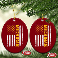 Michigan Pride Ceramic Ornament Vintage American Flag Distressed Varsity Aesthetic Letters MI State