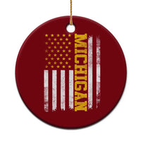 Michigan Pride Ceramic Ornament Vintage American Flag Distressed Varsity Aesthetic Letters MI State