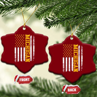 Michigan Pride Ceramic Ornament Vintage American Flag Distressed Varsity Aesthetic Letters MI State