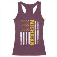 Michigan Pride Racerback Tank Top Vintage American Flag Distressed Varsity Aesthetic Letters MI State