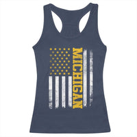 Michigan Pride Racerback Tank Top Vintage American Flag Distressed Varsity Aesthetic Letters MI State