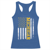 Michigan Pride Racerback Tank Top Vintage American Flag Distressed Varsity Aesthetic Letters MI State