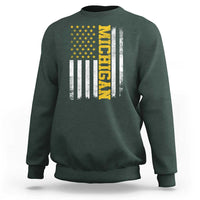 Michigan Pride Sweatshirt Vintage American Flag Distressed Varsity Aesthetic Letters MI State