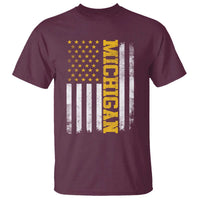 Michigan Pride T Shirt Vintage American Flag Distressed Varsity Aesthetic Letters MI State