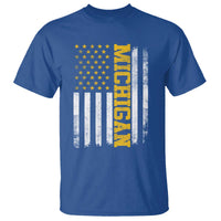 Michigan Pride T Shirt Vintage American Flag Distressed Varsity Aesthetic Letters MI State
