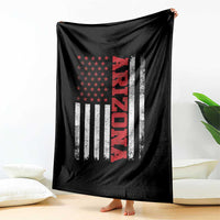Arizona Pride Throw Blanket Vintage American Flag Distressed Varsity Aesthetic Letters AZ State
