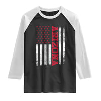 Arizona Pride Raglan Shirt Vintage American Flag Distressed Varsity Aesthetic Letters AZ State