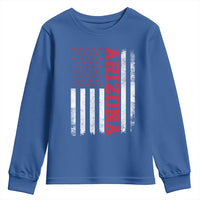 Arizona Pride Youth Sweatshirt Vintage American Flag Distressed Varsity Aesthetic Letters AZ State