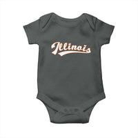 Illinois Vintage Orange Varsity Script Text Classic Sports Jersey Style Baby Onesie