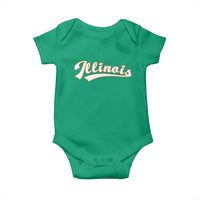Illinois Vintage Orange Varsity Script Text Classic Sports Jersey Style Baby Onesie