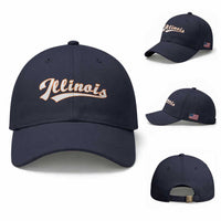 Illinois Vintage Orange Varsity Script Text Classic Sports Jersey Style Baseball Cap