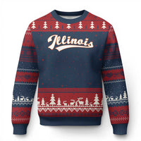 Illinois Vintage Orange Varsity Script Text Classic Sports Jersey Style Ugly Christmas Sweater