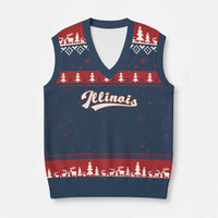 Illinois Vintage Orange Varsity Script Text Classic Sports Jersey Style V-Neck Knit Sweater Vest