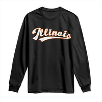 Illinois Vintage Orange Varsity Script Text Classic Sports Jersey Style Long Sleeve Shirt