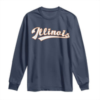Illinois Vintage Orange Varsity Script Text Classic Sports Jersey Style Long Sleeve Shirt