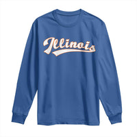Illinois Vintage Orange Varsity Script Text Classic Sports Jersey Style Long Sleeve Shirt