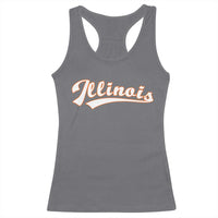 Illinois Vintage Orange Varsity Script Text Classic Sports Jersey Style Racerback Tank Top