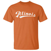 Illinois Vintage Orange Varsity Script Text Classic Sports Jersey Style T Shirt