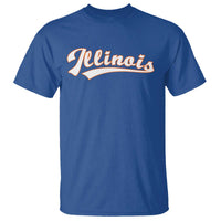 Illinois Vintage Orange Varsity Script Text Classic Sports Jersey Style T Shirt