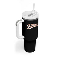 Illinois Vintage Orange Varsity Script Text Classic Sports Jersey Style Tumbler With Handle