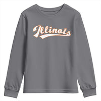 Illinois Vintage Orange Varsity Script Text Classic Sports Jersey Style Youth Sweatshirt