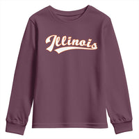 Illinois Vintage Orange Varsity Script Text Classic Sports Jersey Style Youth Sweatshirt