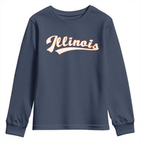 Illinois Vintage Orange Varsity Script Text Classic Sports Jersey Style Youth Sweatshirt