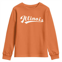 Illinois Vintage Orange Varsity Script Text Classic Sports Jersey Style Youth Sweatshirt