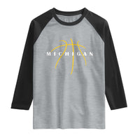 Michigan Fan Basketball Grooves Graphic MI State Raglan Shirt