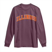 Illinois Sports Fan Long Sleeve Shirt Vintage Orange Blue Throwback Text IL State