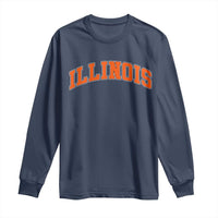 Illinois Sports Fan Long Sleeve Shirt Vintage Orange Blue Throwback Text IL State