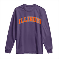 Illinois Sports Fan Long Sleeve Shirt Vintage Orange Blue Throwback Text IL State