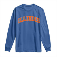 Illinois Sports Fan Long Sleeve Shirt Vintage Orange Blue Throwback Text IL State