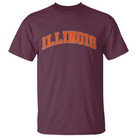 Illinois Sports Fan T Shirt Vintage Orange Blue Throwback Text IL State