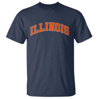 Illinois Sports Fan T Shirt Vintage Orange Blue Throwback Text IL State