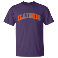 Illinois Sports Fan T Shirt Vintage Orange Blue Throwback Text IL State