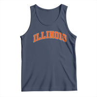 Illinois Sports Fan Tank Top Vintage Orange Blue Throwback Text IL State