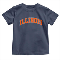 Illinois Sports Fan Toddler T Shirt Vintage Orange Blue Throwback Text IL State