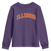Illinois Sports Fan Youth Sweatshirt Vintage Orange Blue Throwback Text IL State