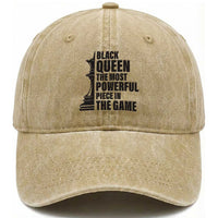 Chess Lover Washed Cotton Baseball Cap Black Queen The Most Powerful Piece In The Game Checkmate