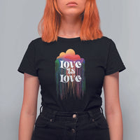 LGBTQ T Shirt For Women Love Is Love Pride Rainbow Cloud Rain Flag - Wonder Print Shop