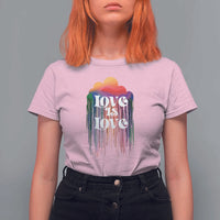 LGBTQ T Shirt For Women Love Is Love Pride Rainbow Cloud Rain Flag - Wonder Print Shop