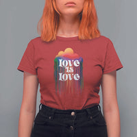 LGBTQ T Shirt For Women Love Is Love Pride Rainbow Cloud Rain Flag - Wonder Print Shop
