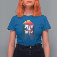 LGBTQ T Shirt For Women Love Is Love Pride Rainbow Cloud Rain Flag - Wonder Print Shop