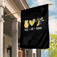 Funny Peace Love Banana Garden Flag Cute Banana Peace Sign Heart - Wonder Print Shop