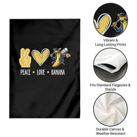 Funny Peace Love Banana Garden Flag Cute Banana Peace Sign Heart - Wonder Print Shop