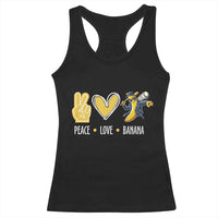 Funny Peace Love Banana Racerback Tank Top Cute Banana Peace Sign Heart - Wonder Print Shop