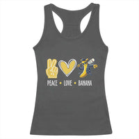 Funny Peace Love Banana Racerback Tank Top Cute Banana Peace Sign Heart - Wonder Print Shop