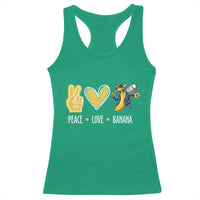 Funny Peace Love Banana Racerback Tank Top Cute Banana Peace Sign Heart - Wonder Print Shop